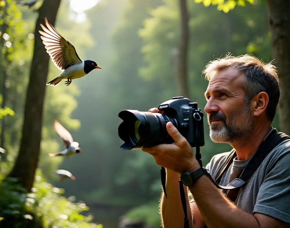 photographing birds