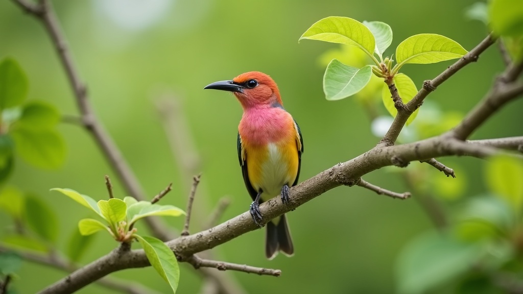 A colorful songbird perched in a natural outdoor setting