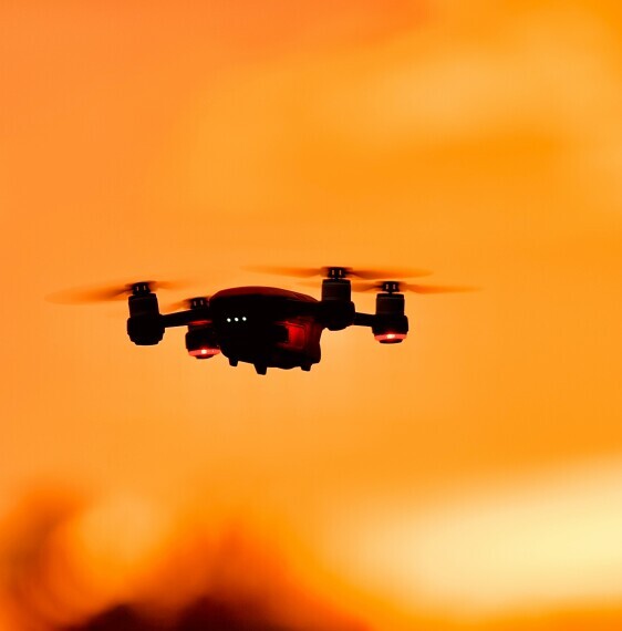 drone at sunset